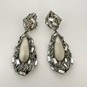 Alexis Bittar Lucite and Crystal drop non pierced ear clips  Retail 395$